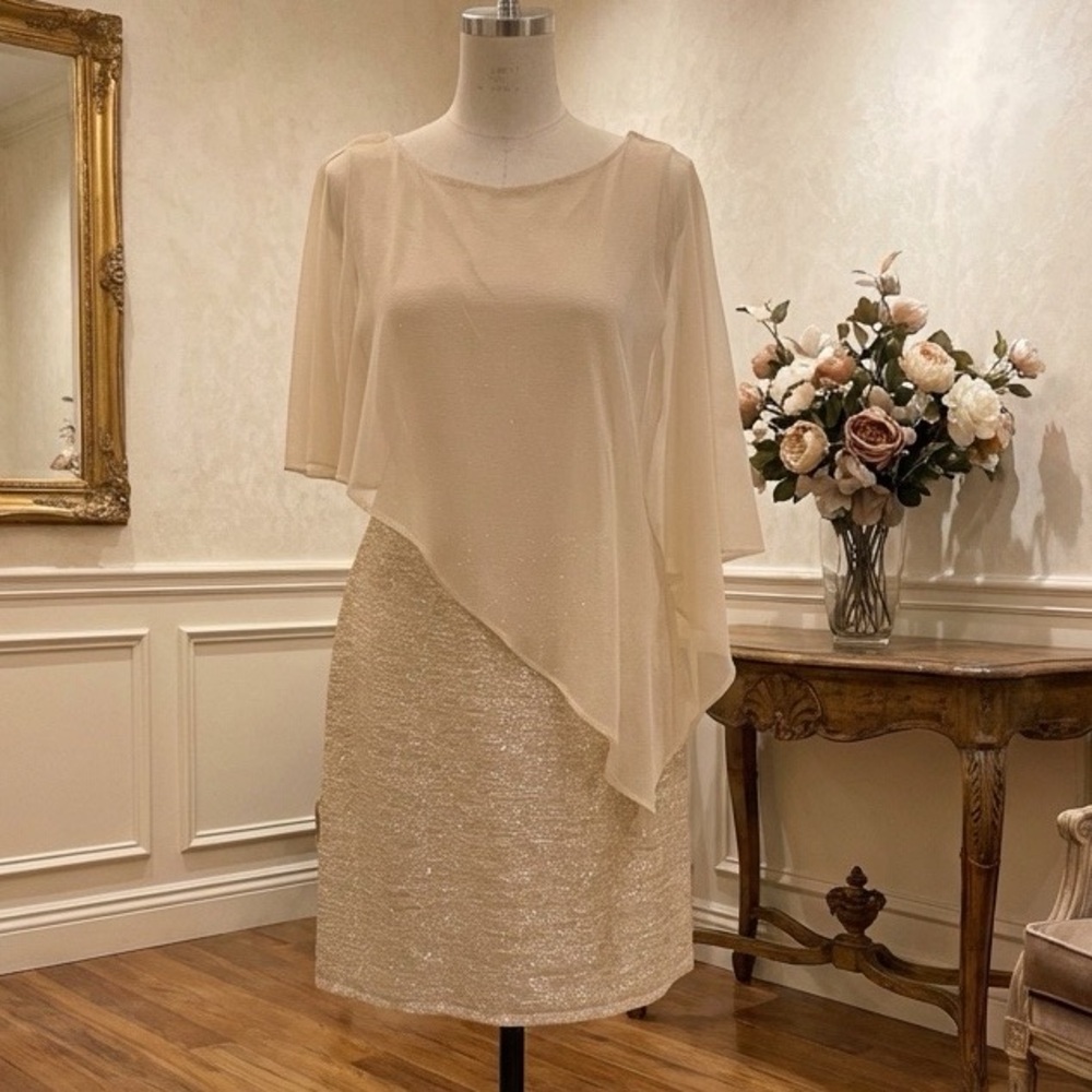 ✨Gold Asymmetrical Cocktail Dress